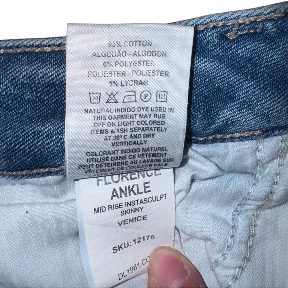 DL1961 Florence Mid-Rise Instasculpt Ankle Skinny Jeans Venice Blue Size 29 - Picture 12 of 12